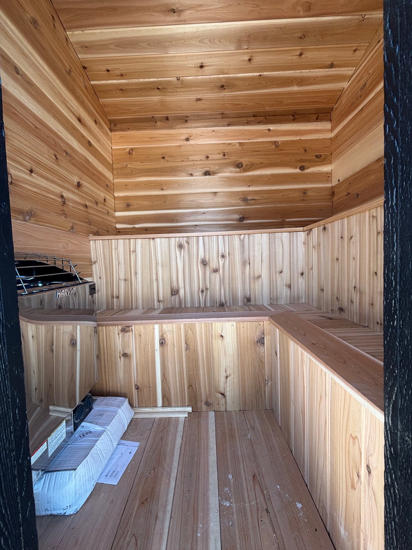 Interior view of the driftless sauna