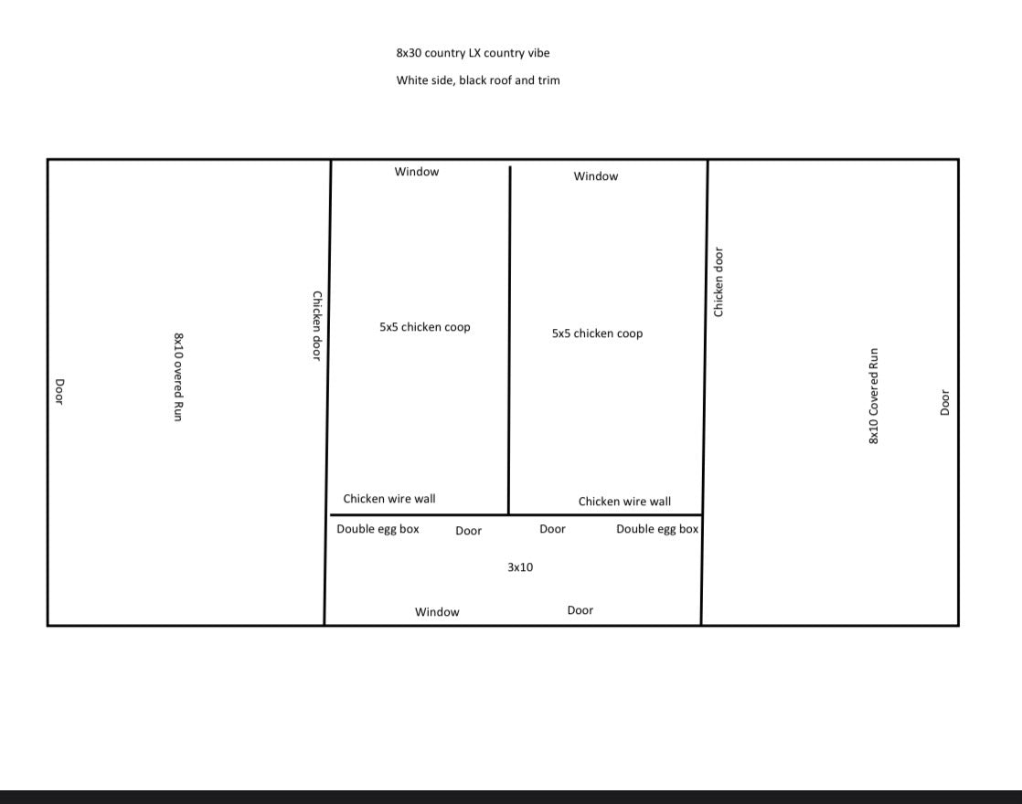 12’ x 30’ Double run country vibe chicken coop