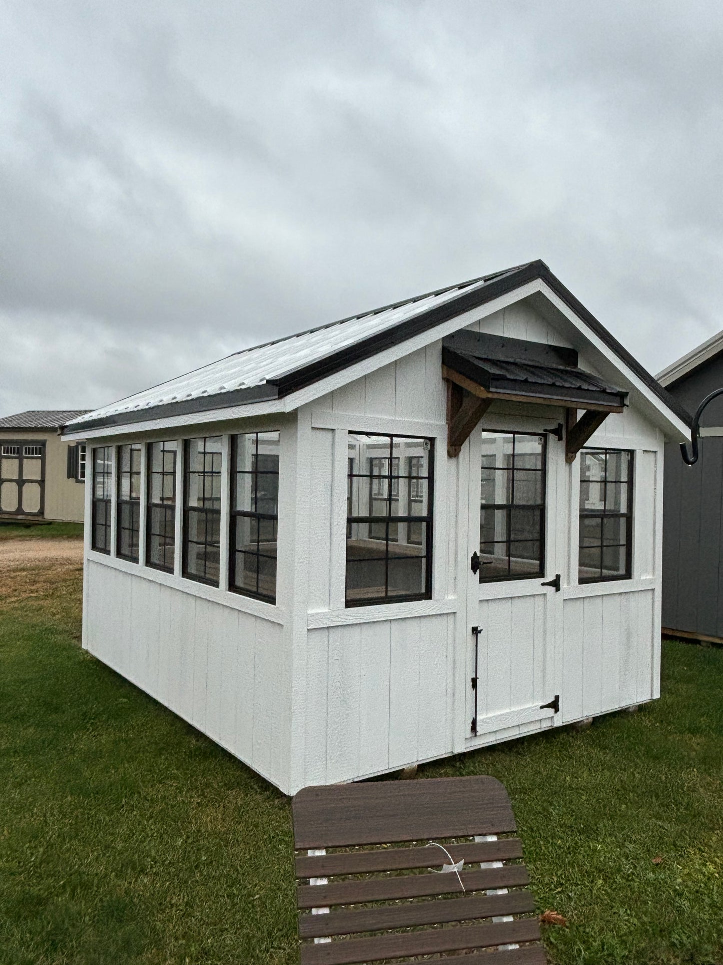 10’ x 12’ Greenhouse with timber frame awning and ramp. SOLD