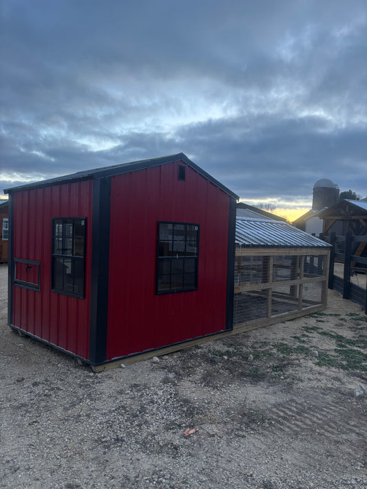 Red and black country vibe chicke coop