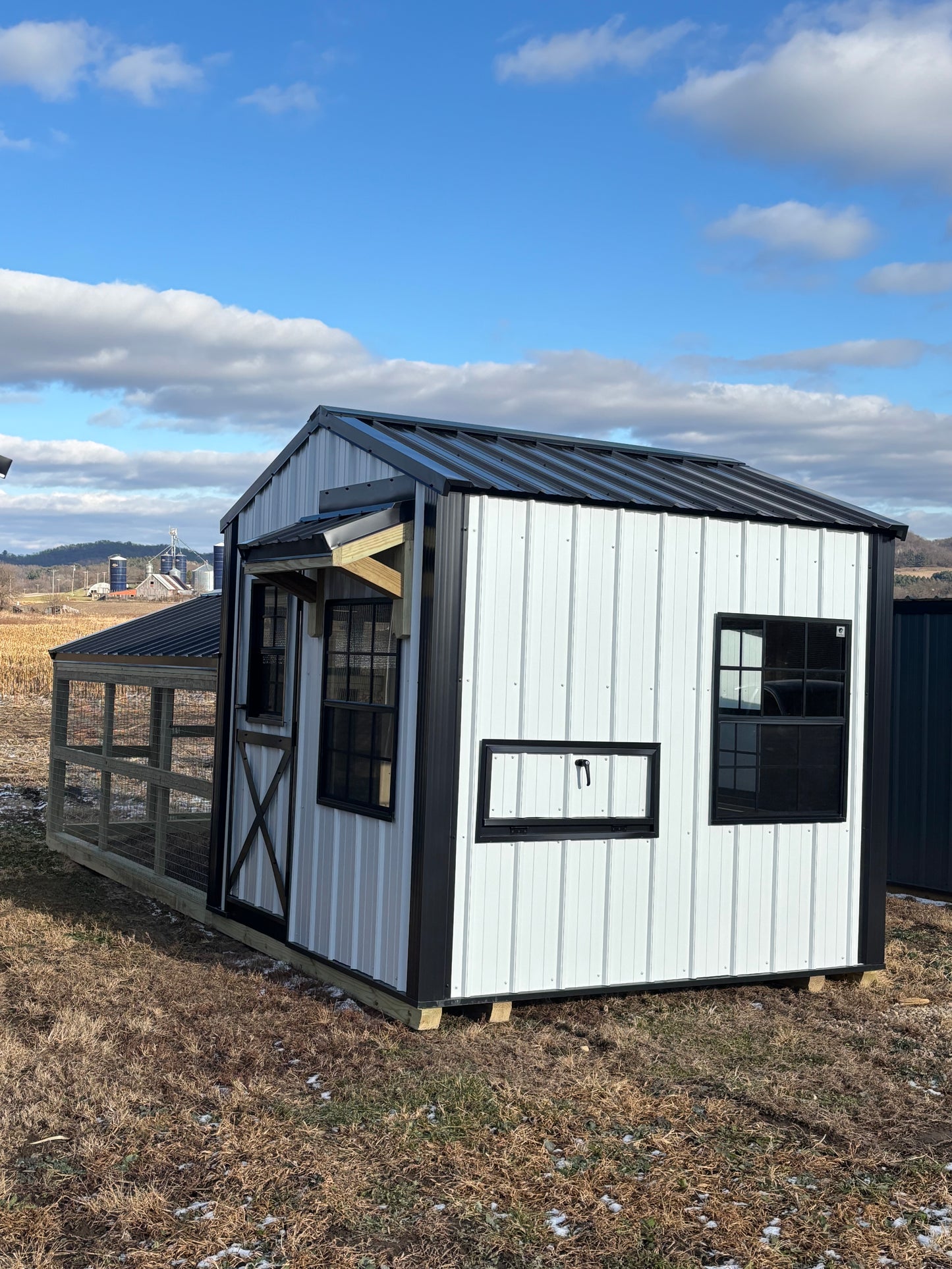 White and black county vibe chicken coop