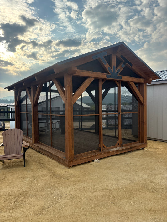 12 x 18 timber frame gazebo with screened in area