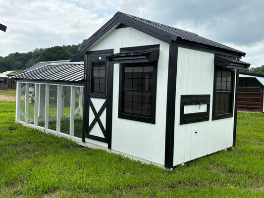 8 x 20 LP country vibe coop with three dormers