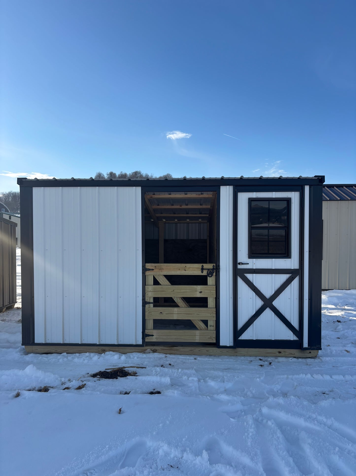 8’ x 12’ Shelter, white sides, black roof and trim